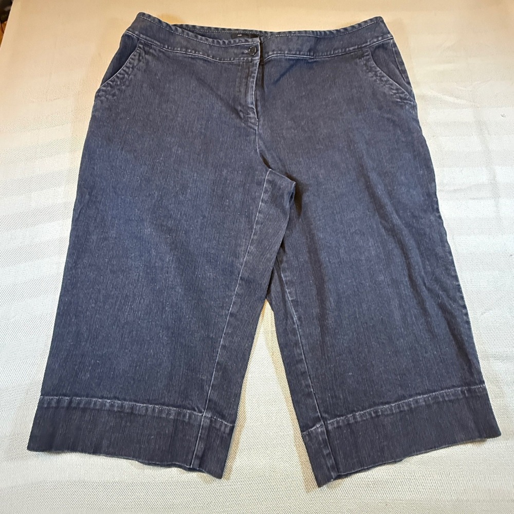 Talbots Woman Petites Dark Wash Denim Capri Pants Indigo Blue 20W 20WP 2463